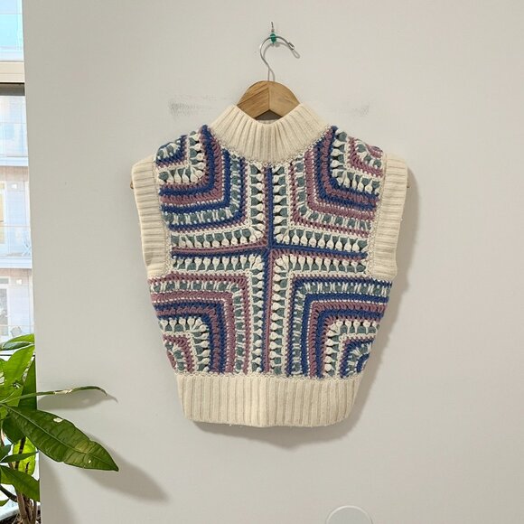 Sezane Sweaters - Sezane x Sea NY Merino Wool Blue & Purple Sleeveless Knit Sweater Size XXS